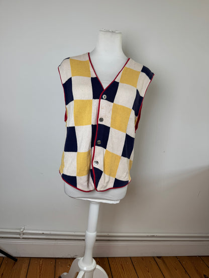 Vintage Issey Miyake Checked West beige black red yellow