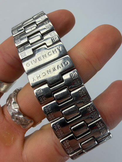 Vintage Givenchy Life Stainless Steel Bracelet Watch Late 1990s Silver Black