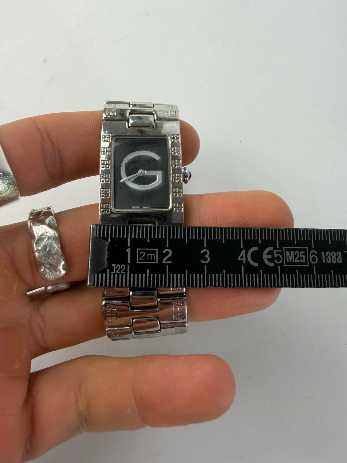 Vintage Givenchy Life Stainless Steel Bracelet Watch Late 1990s Silver Black