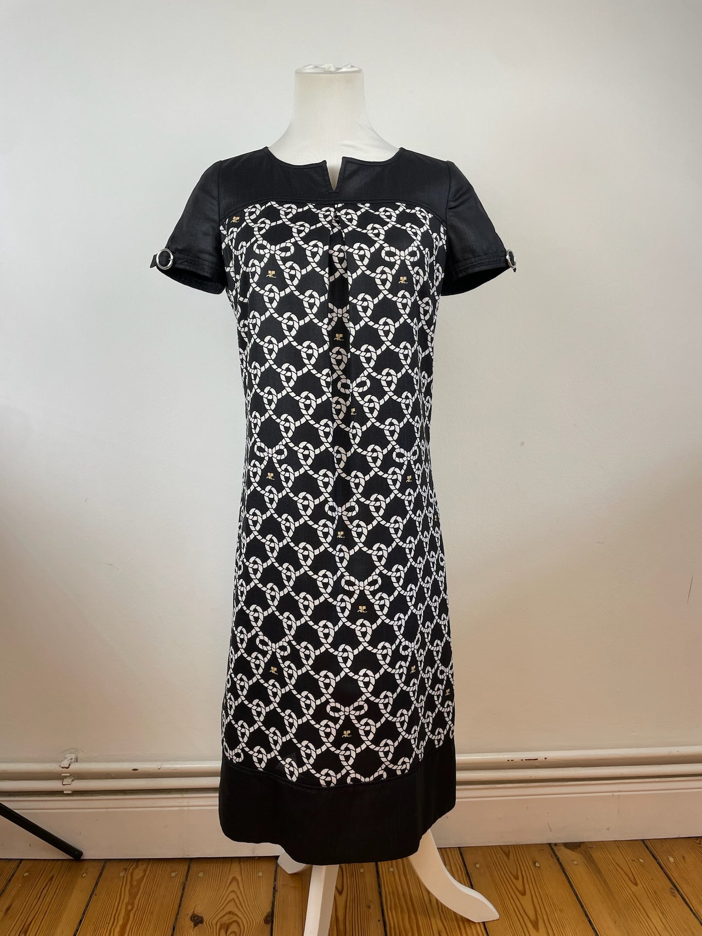 Vintage Courreges Abstract Dress Black White M