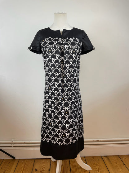Vintage Courreges Abstract Dress Black White M