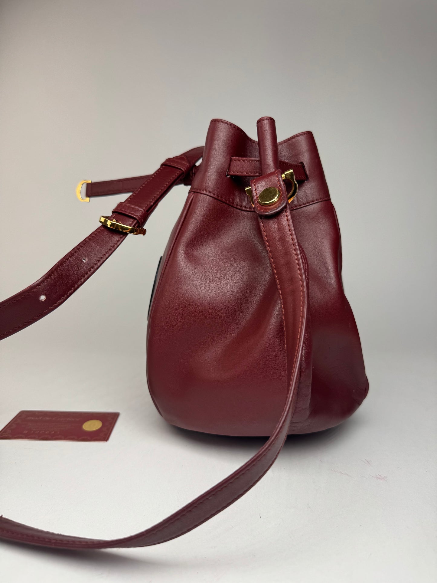 Vintage Cartier Seau Leather bag burgundy