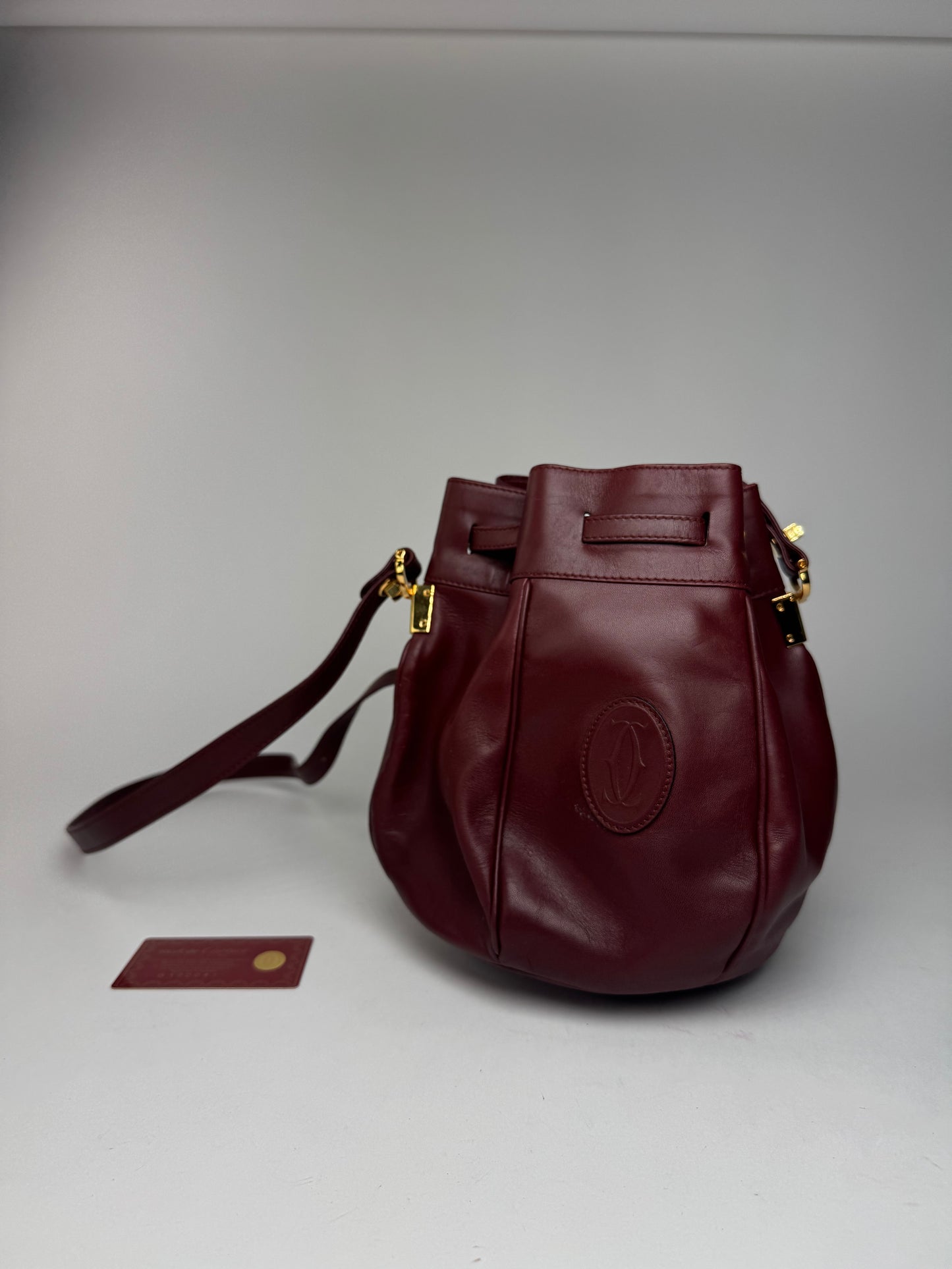 Vintage Cartier Seau Leather bag burgundy