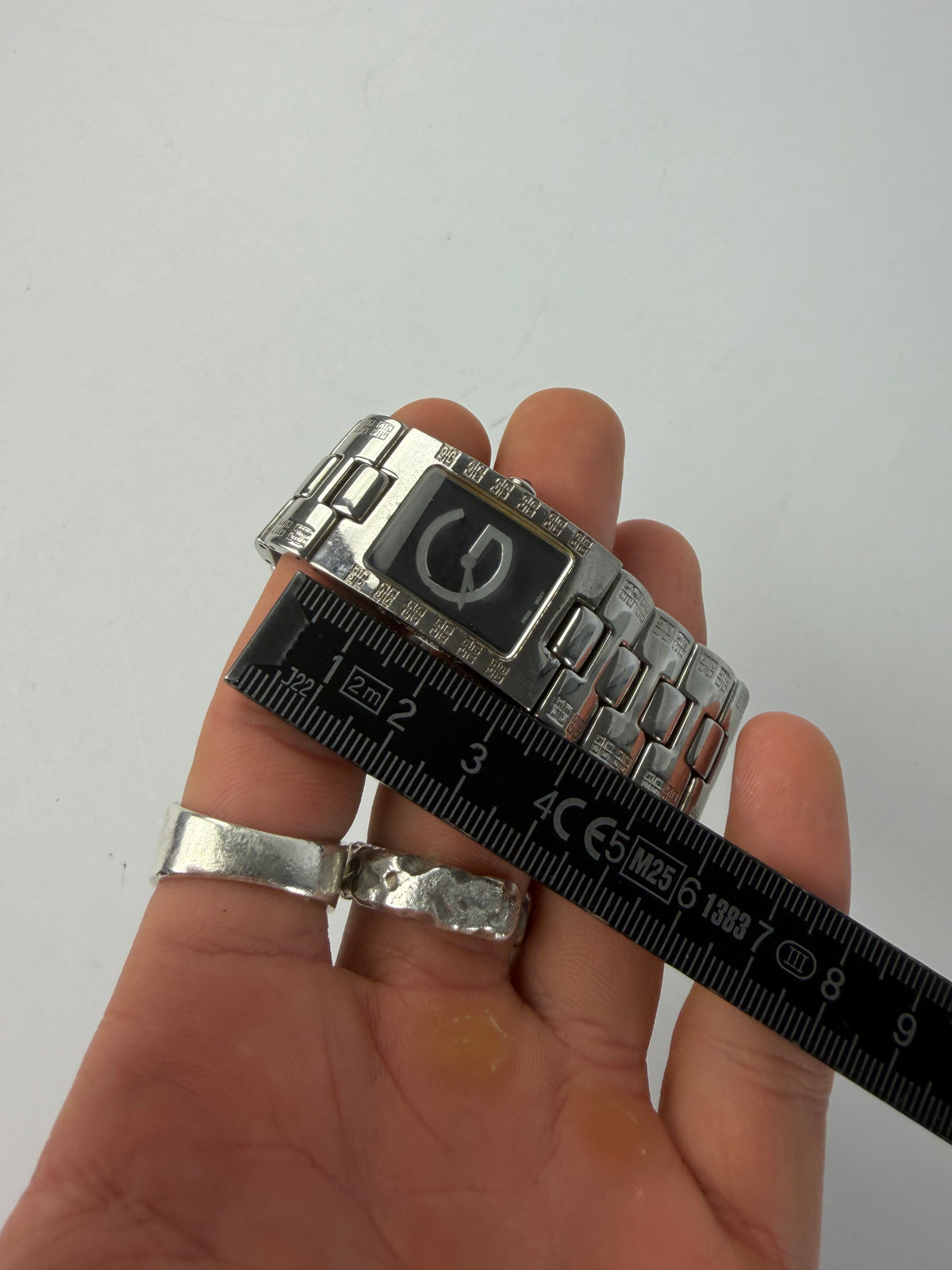 Vintage Givenchy Life Stainless Steel Bracelet Watch Late 1990s Silver Black