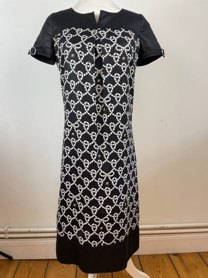 Vintage Courreges Abstract Dress Black White M