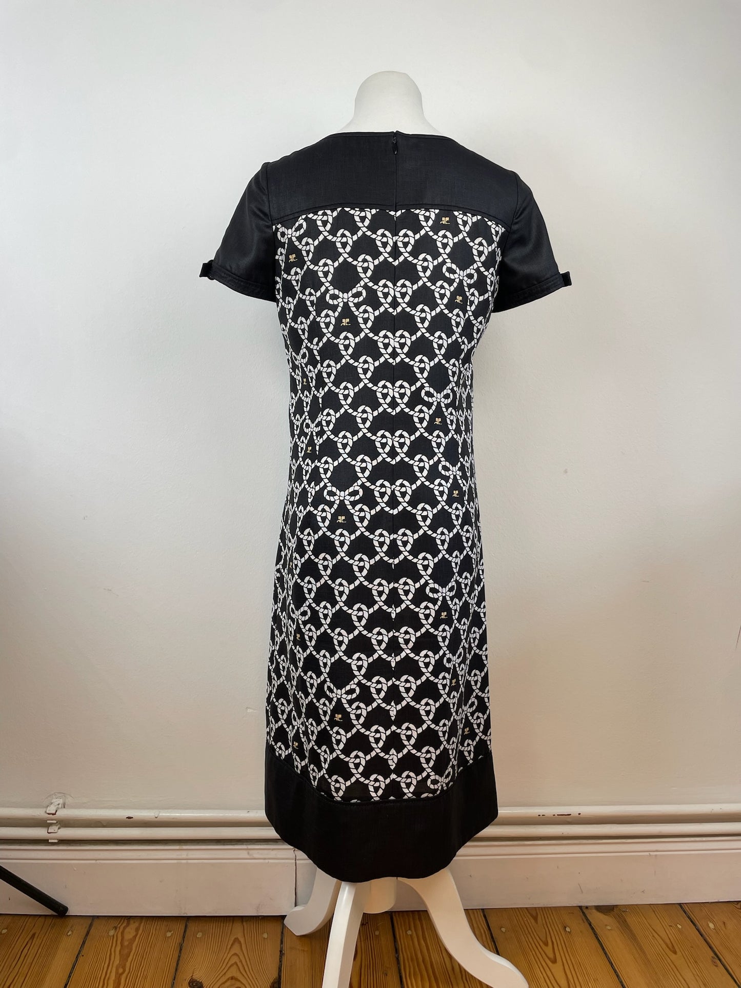 Vintage Courreges Abstract Dress Black White M