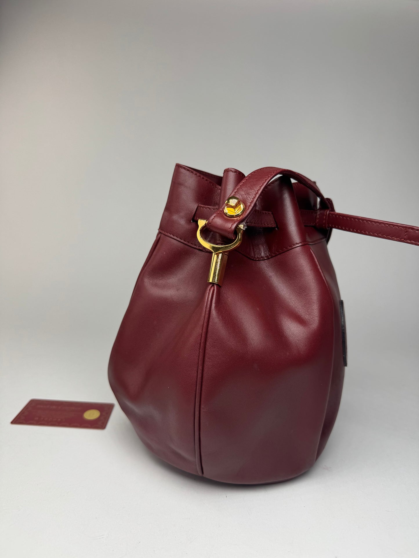 Vintage Cartier Seau Leather bag burgundy
