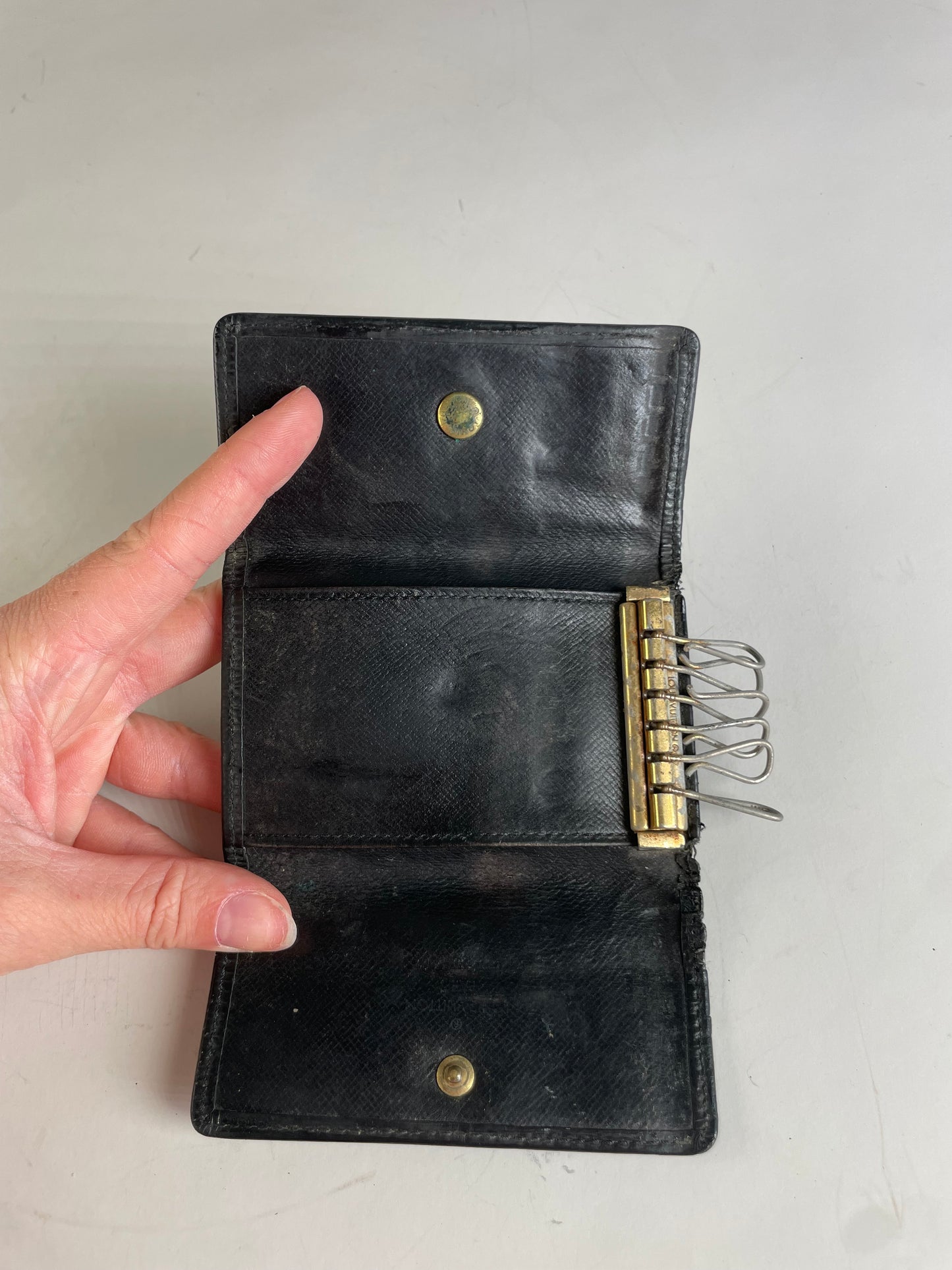 Vintage Louis Vuitton Leather Key Holder Black Gold