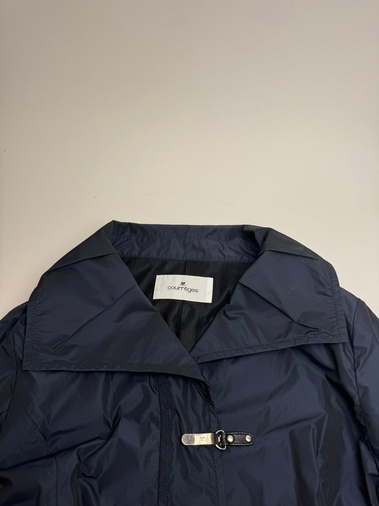 Vintage Courreges Polyester Short Trenchcoat Navy 38/M