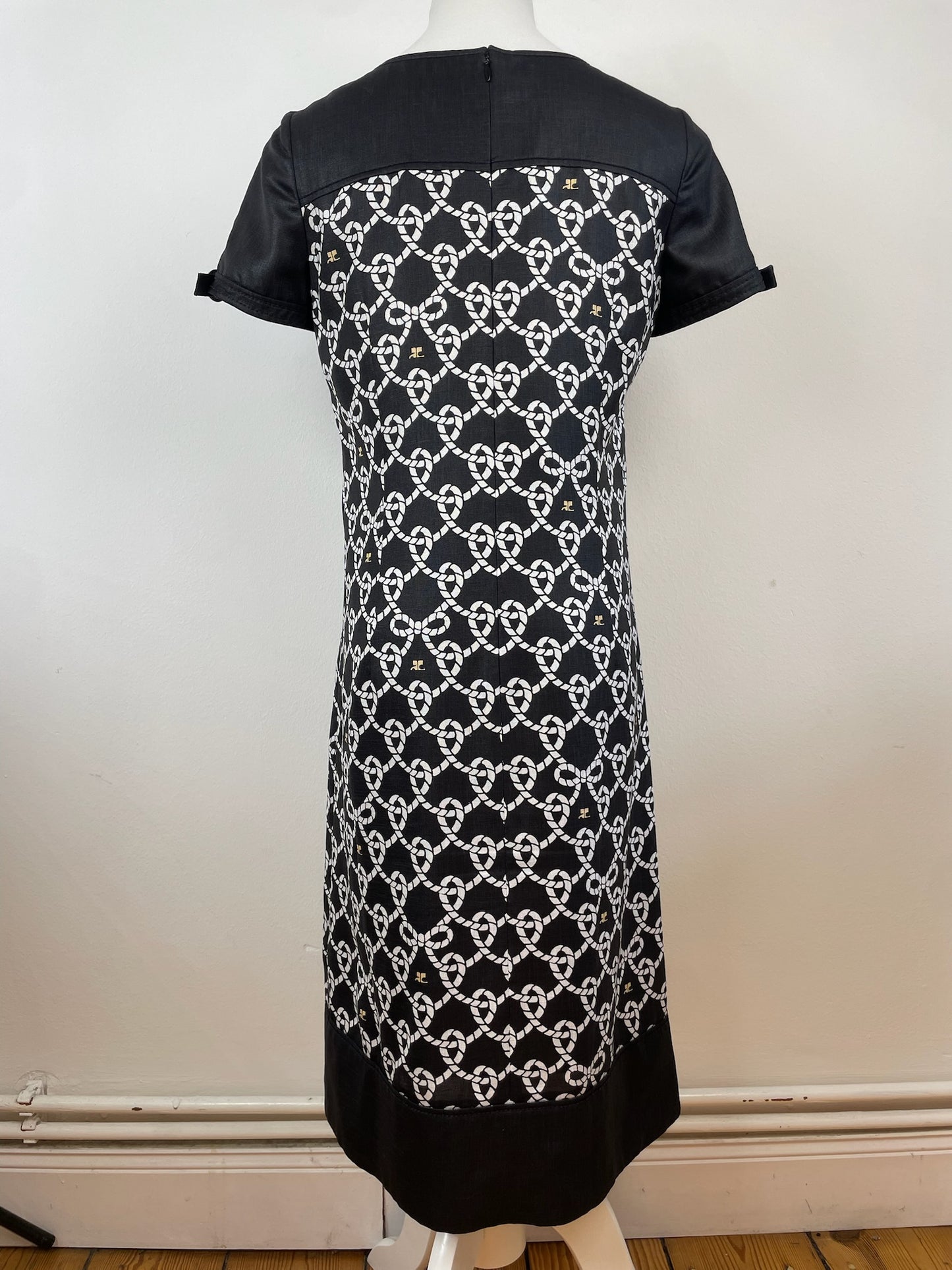 Vintage Courreges Abstract Dress Black White M