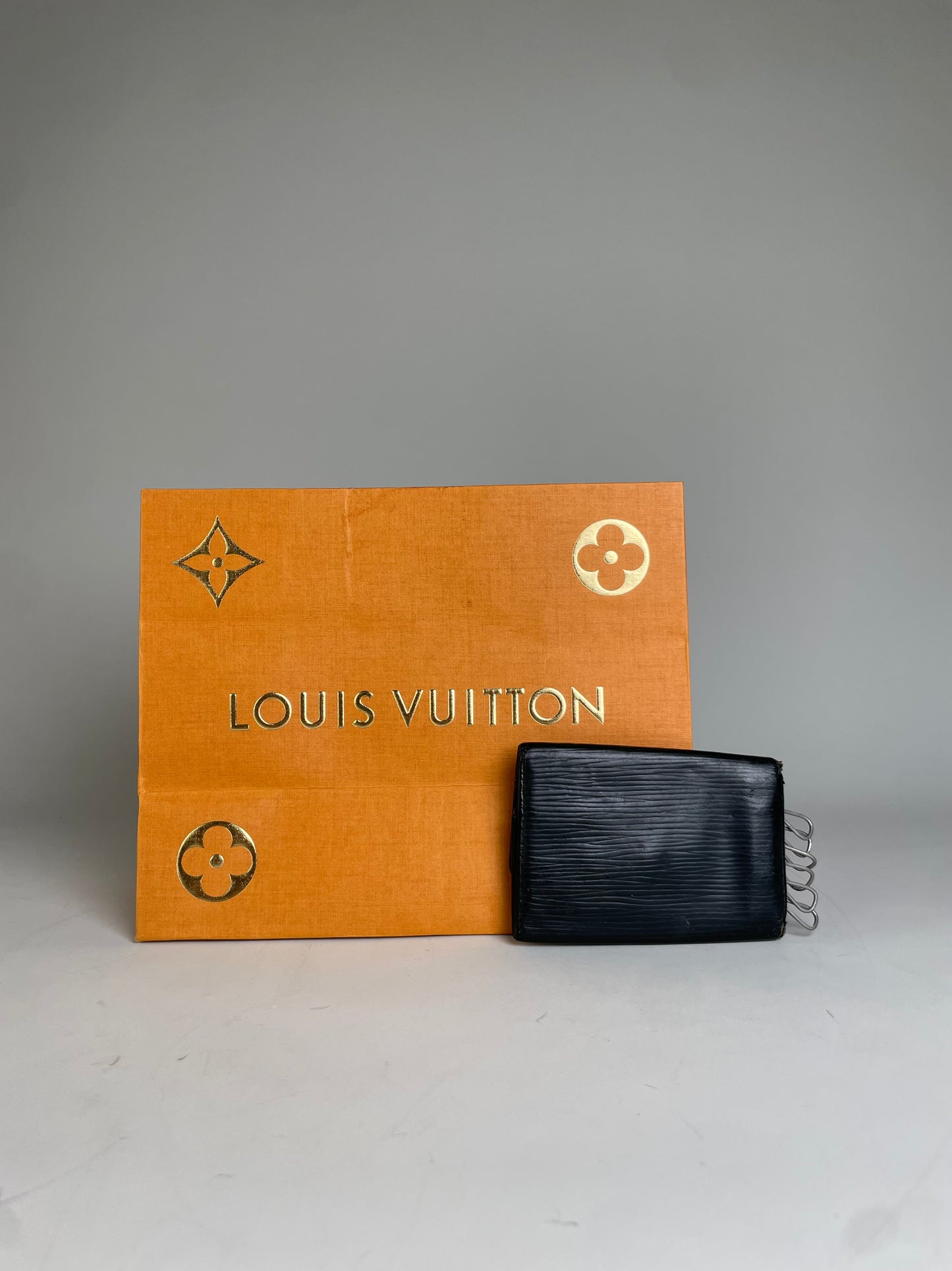 Vintage Louis Vuitton Leather Key Holder Black Gold