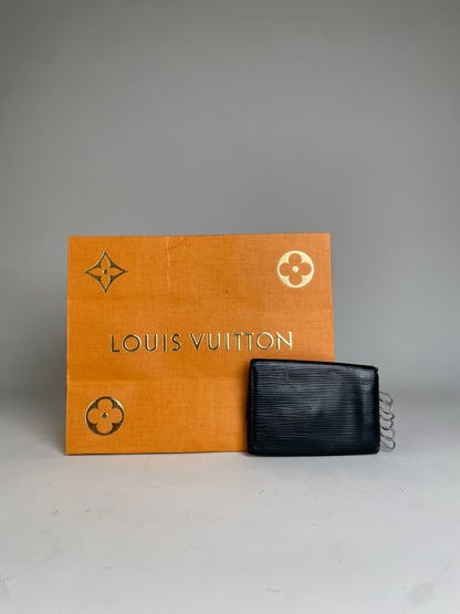 Vintage Louis Vuitton Leather Key Holder Black Gold