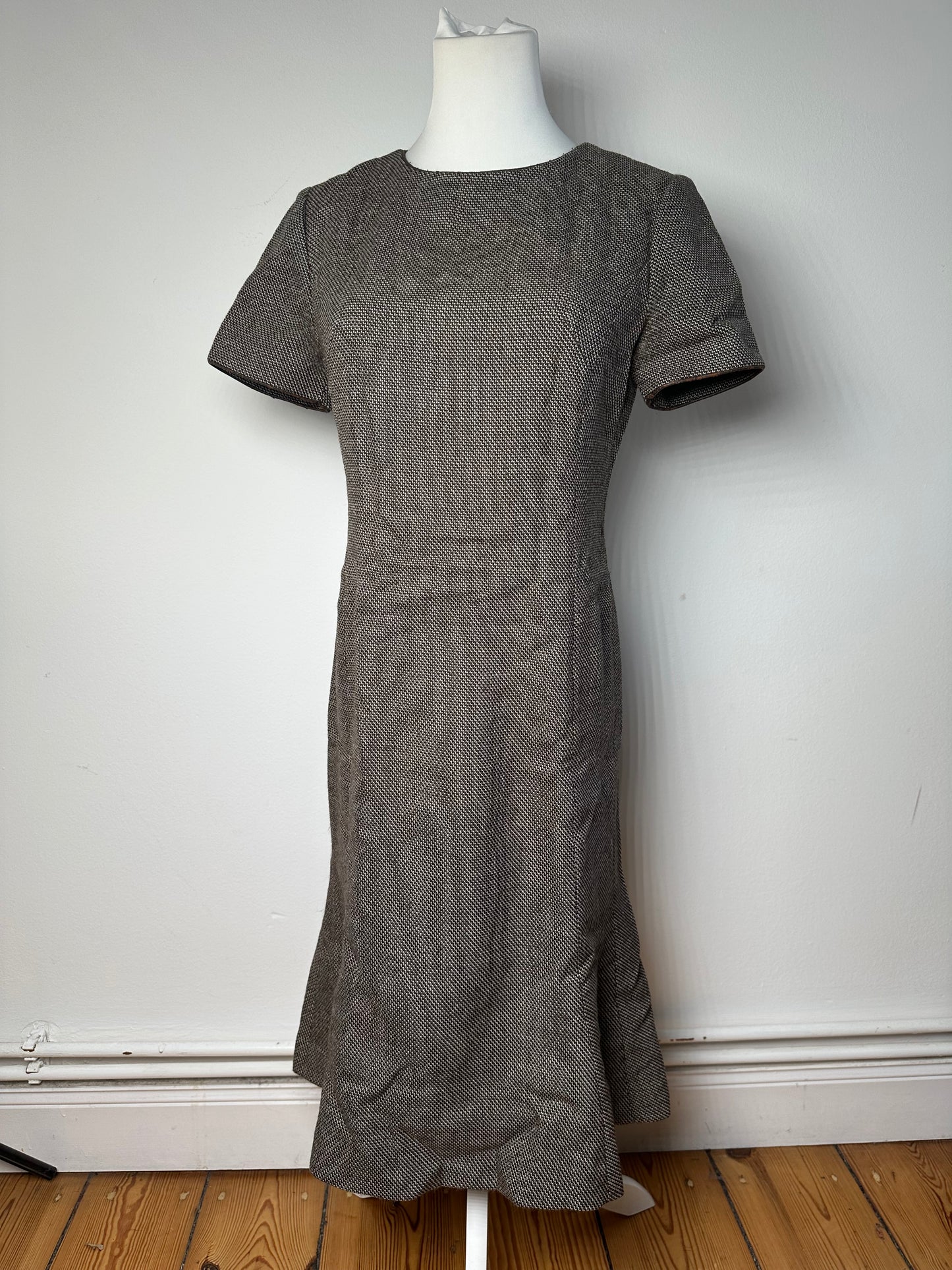 Vintage Balenciaga Wool Dress Black White Brown