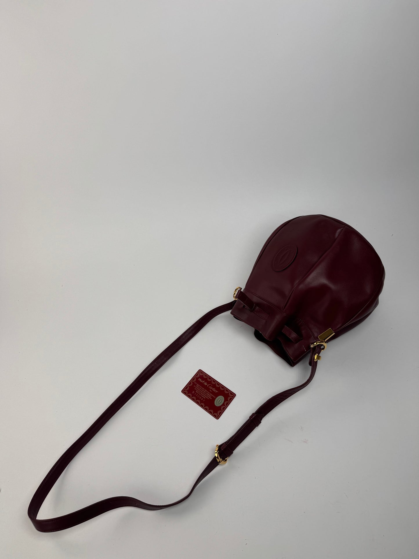 Vintage Cartier Seau Leather bag burgundy