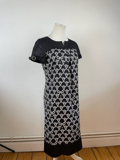 Vintage Courreges Abstract Dress Black White M