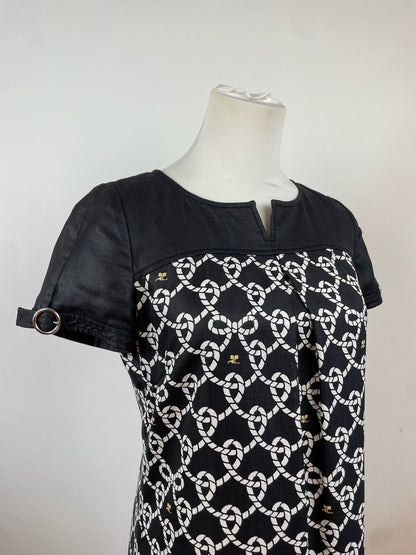 Vintage Courreges Abstract Dress Black White M