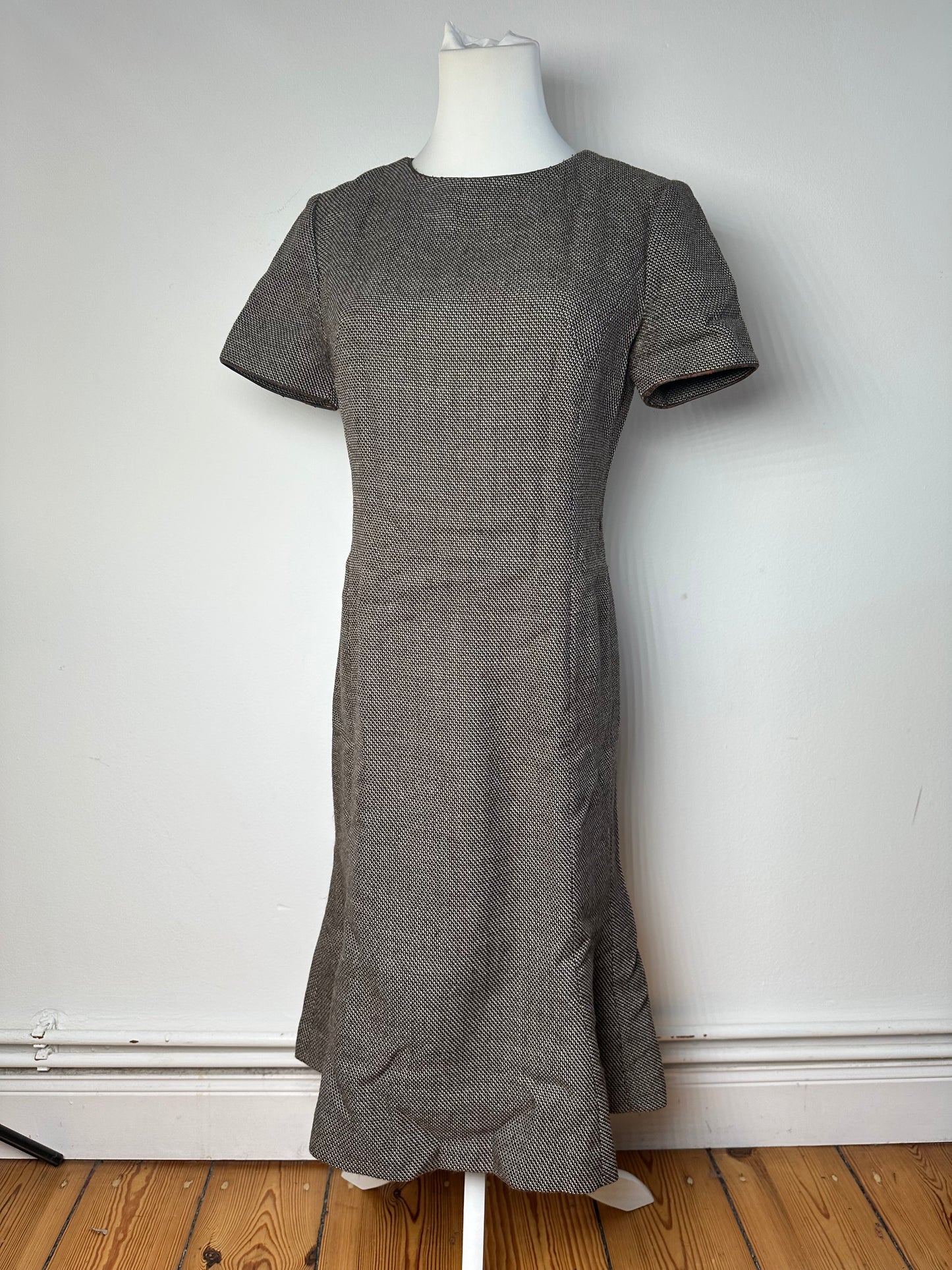 Vintage Balenciaga Wool Dress Black White Brown