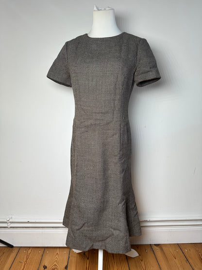 Vintage Balenciaga Wool Dress Black White Brown