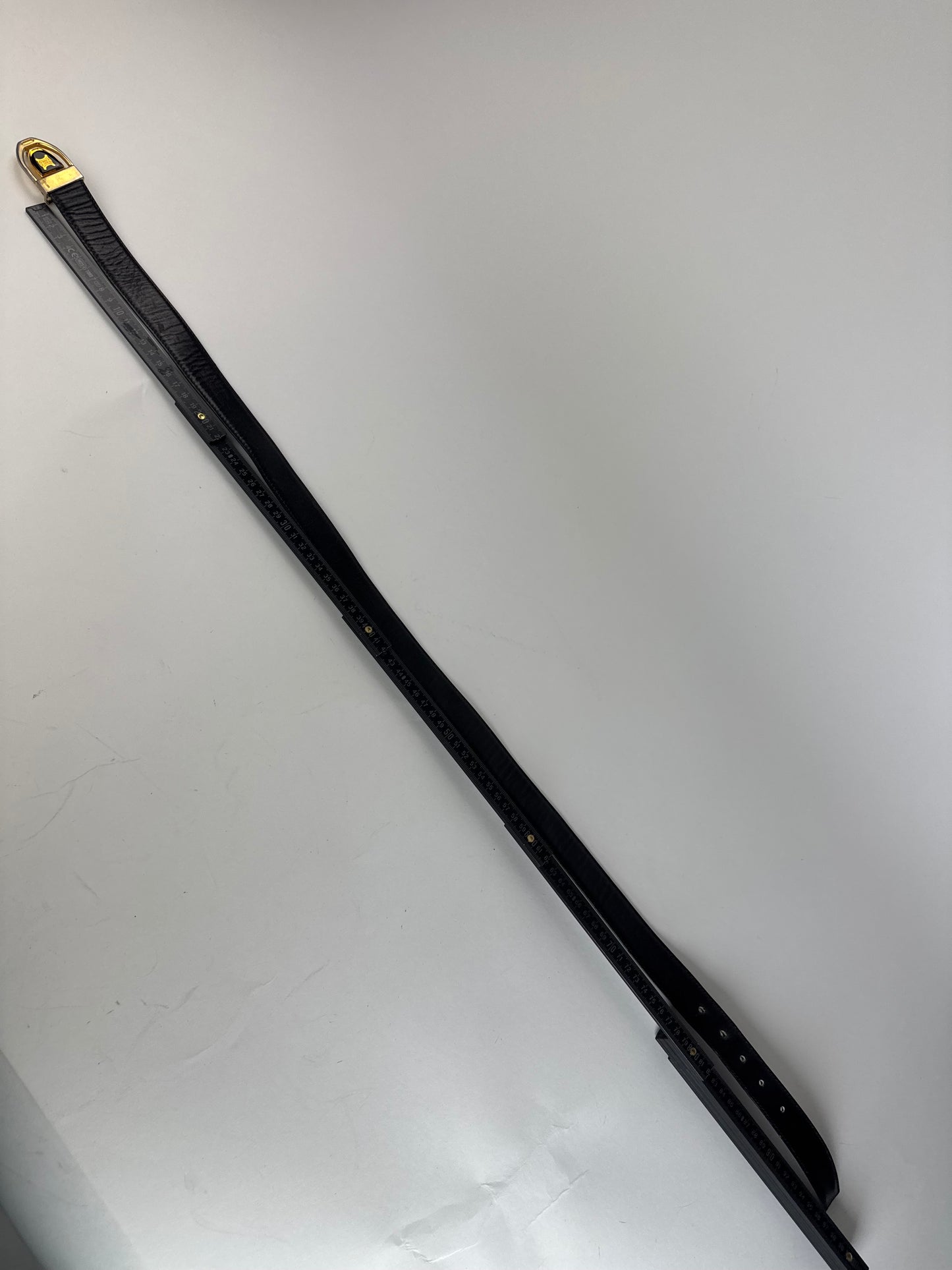 Vintage Celine Paris Triomphe Leather Belt Black