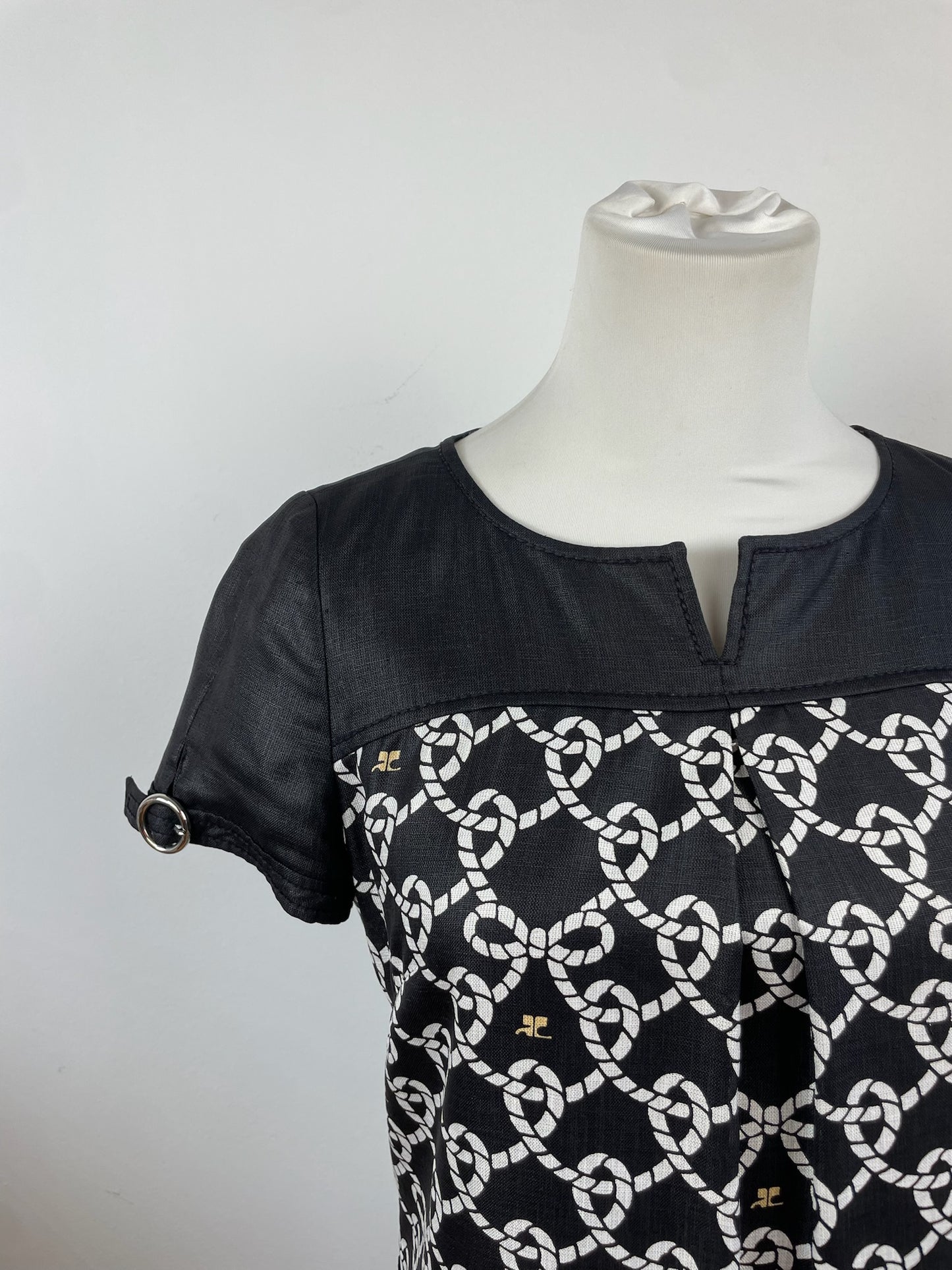 Vintage Courreges Abstract Dress Black White M