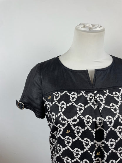 Vintage Courreges Abstract Dress Black White M
