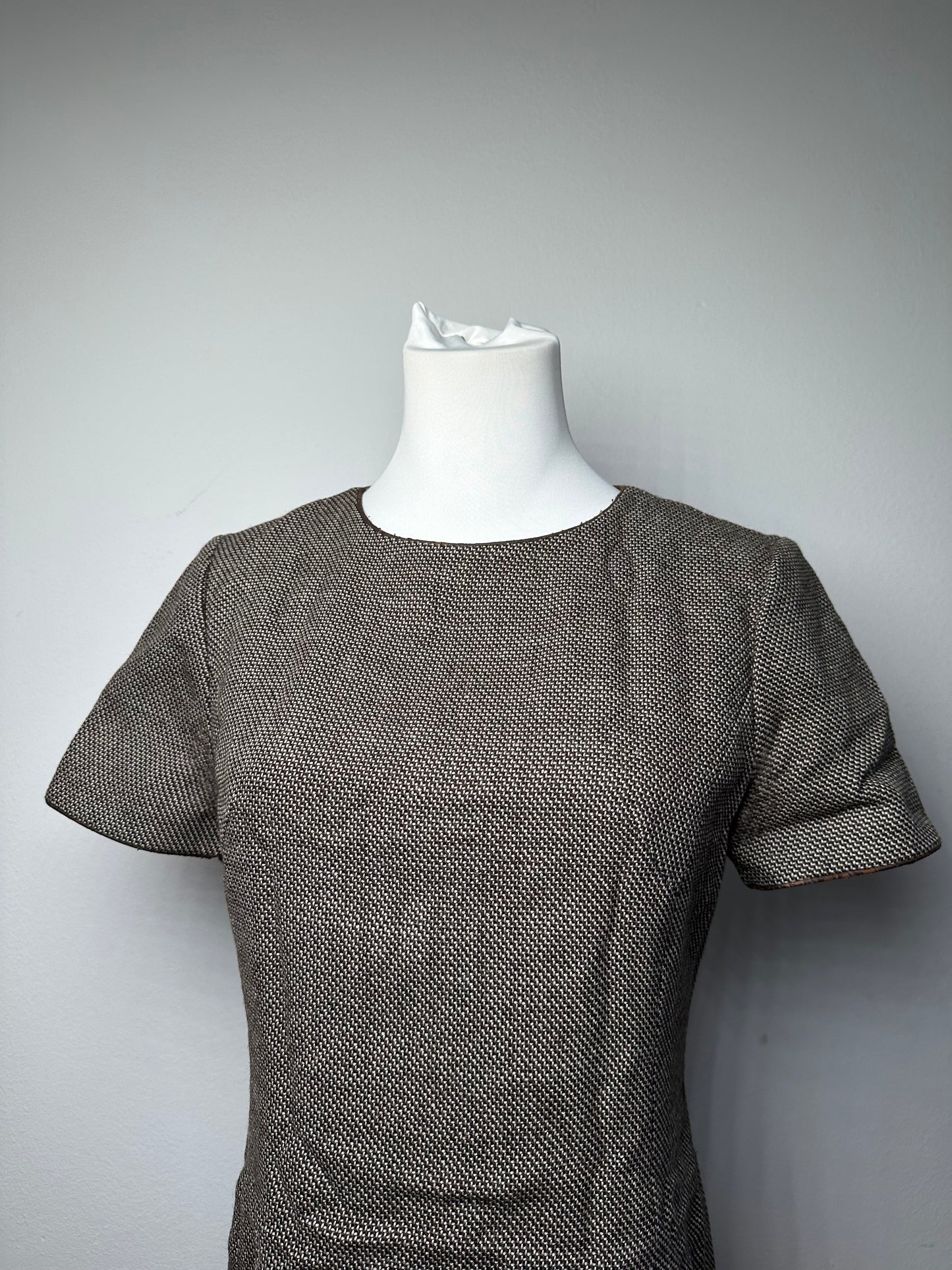 Vintage Balenciaga Wool Dress Black White Brown