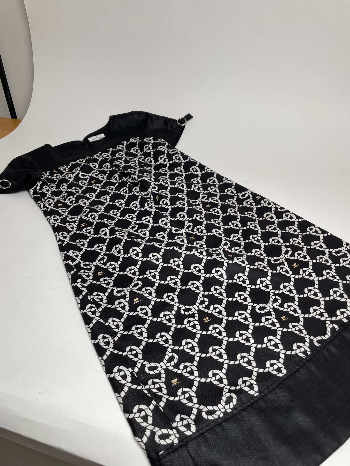 Vintage Courreges Abstract Dress Black White M