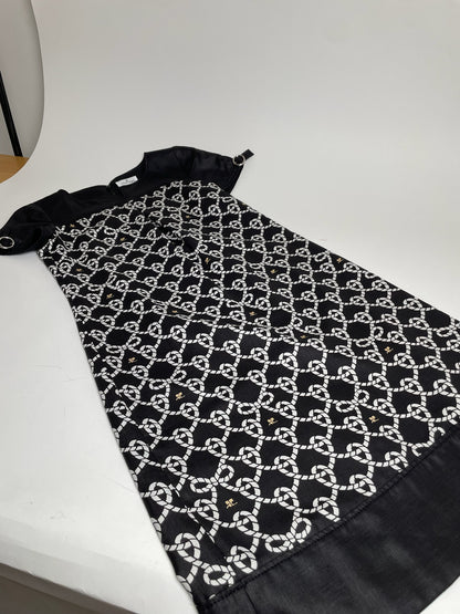 Vintage Courreges Abstract Dress Black White M