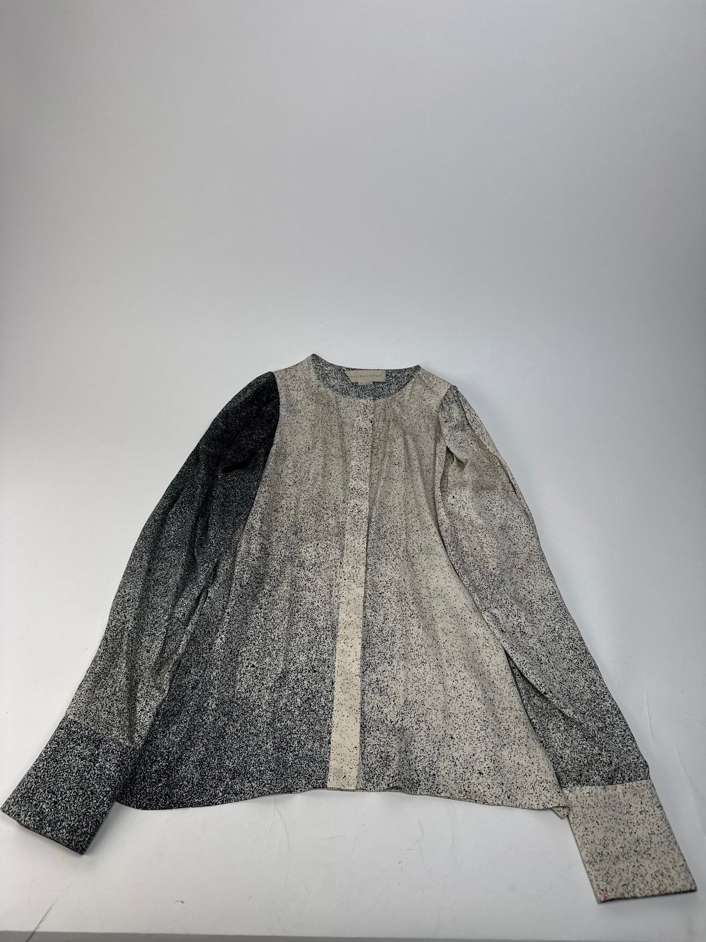 Stella Mc Cartney Avstract Silk Shirt Grey/Black/White M
