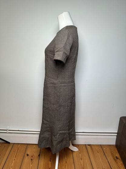 Vintage Balenciaga Wool Dress Black White Brown