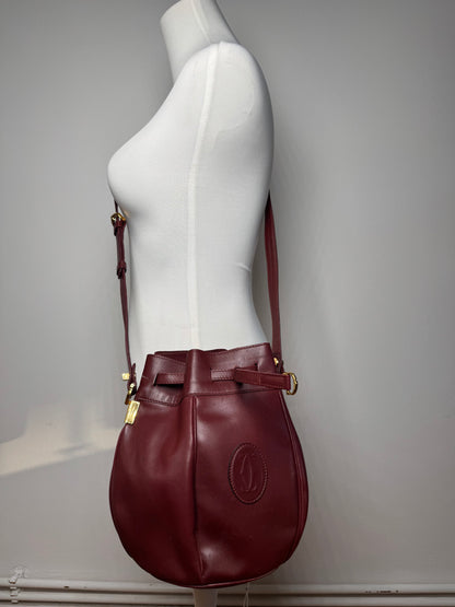 Vintage Cartier Seau Leather bag burgundy
