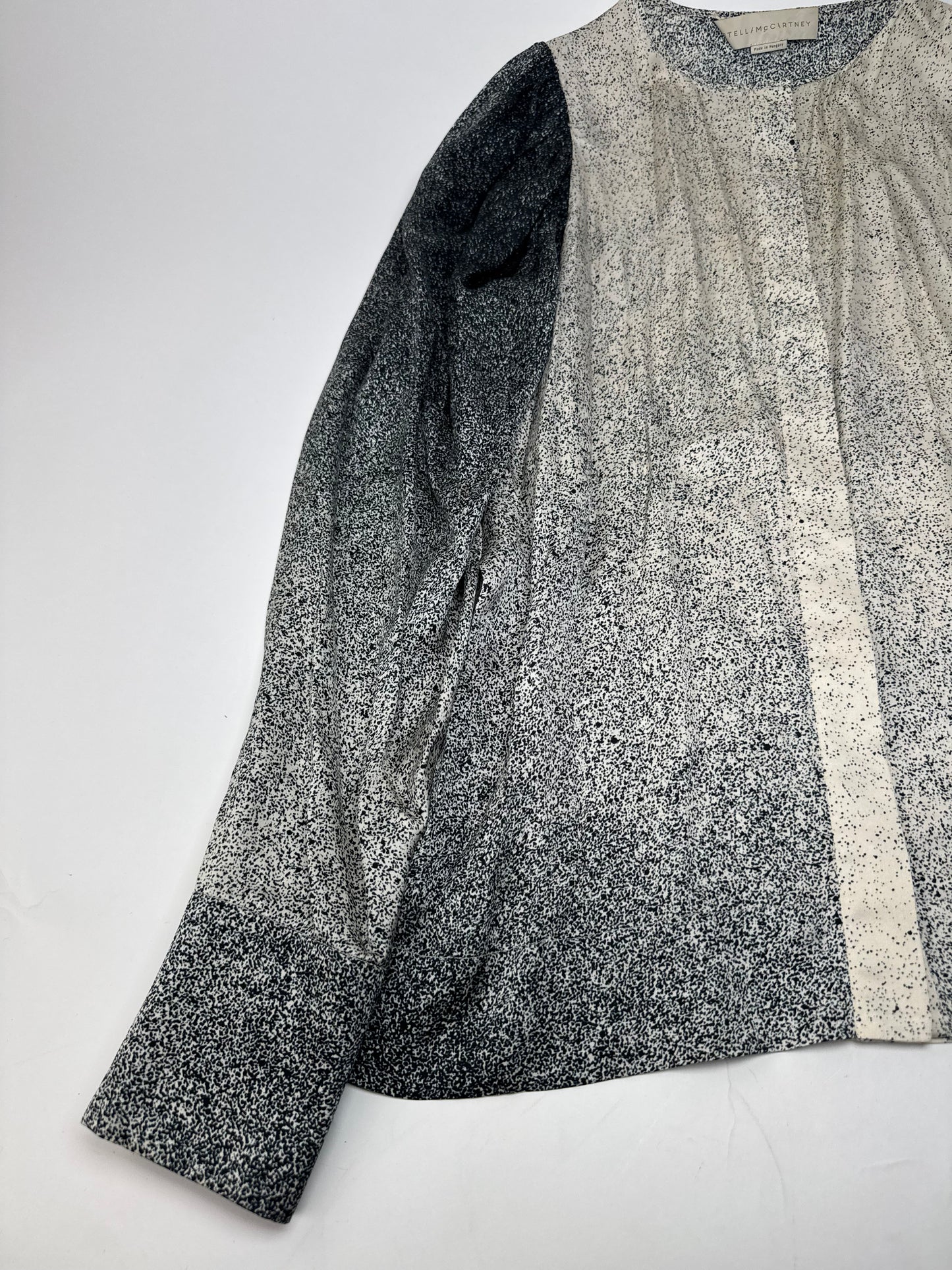 Stella Mc Cartney Avstract Silk Shirt Grey/Black/White M