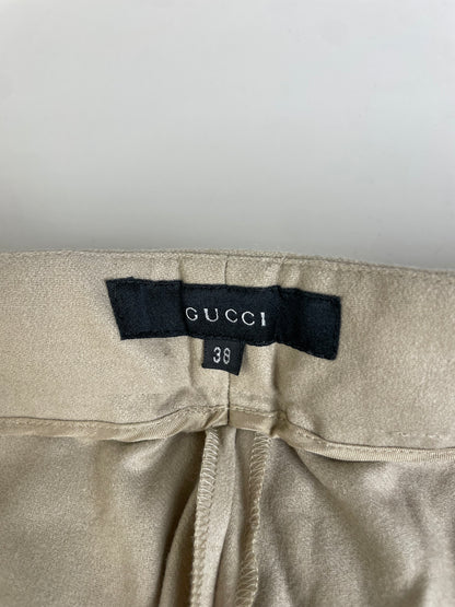 Vintage Gucci Viscose Trousers Beige Gold Buttons M
