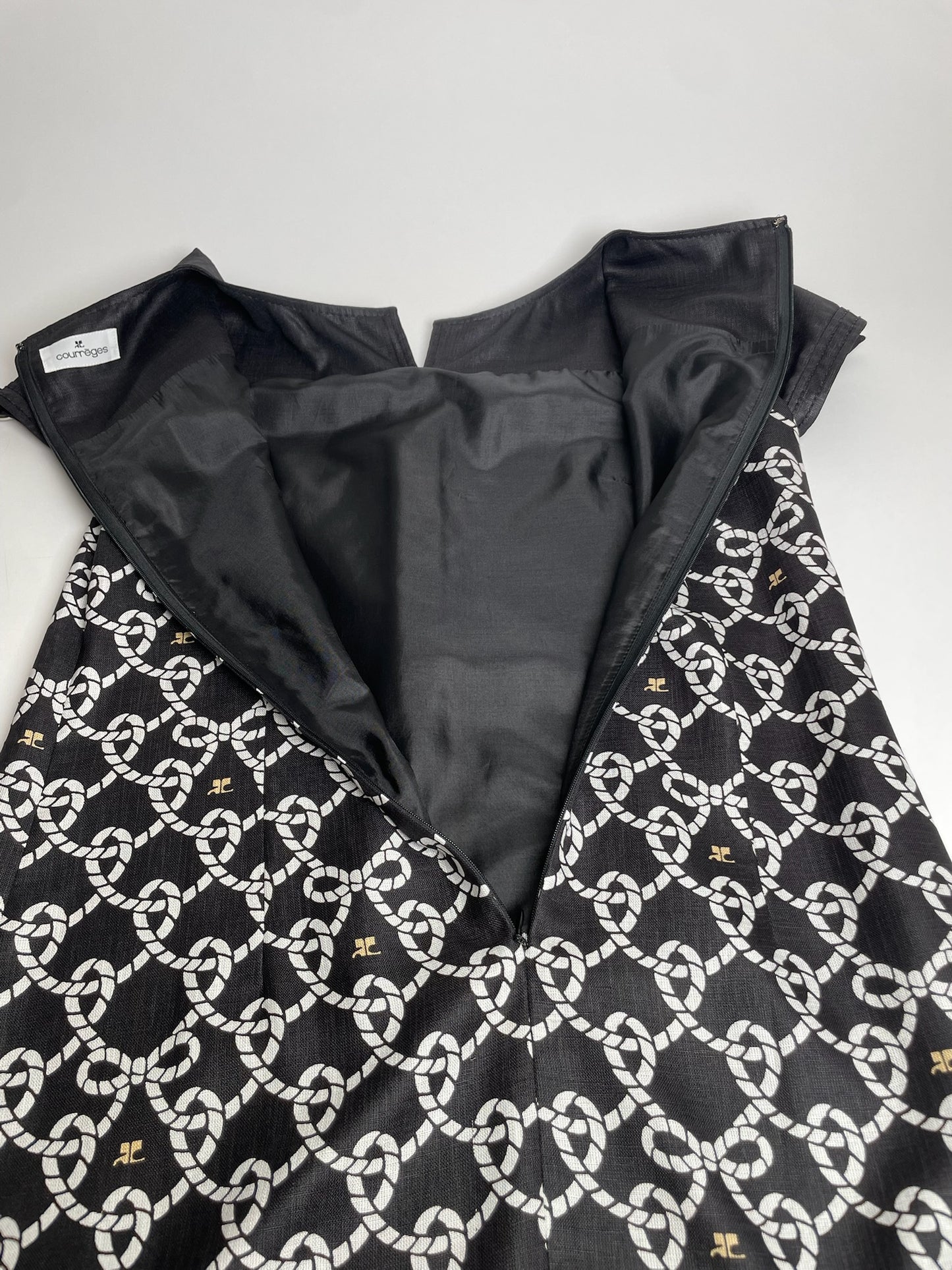 Vintage Courreges Abstract Dress Black White M
