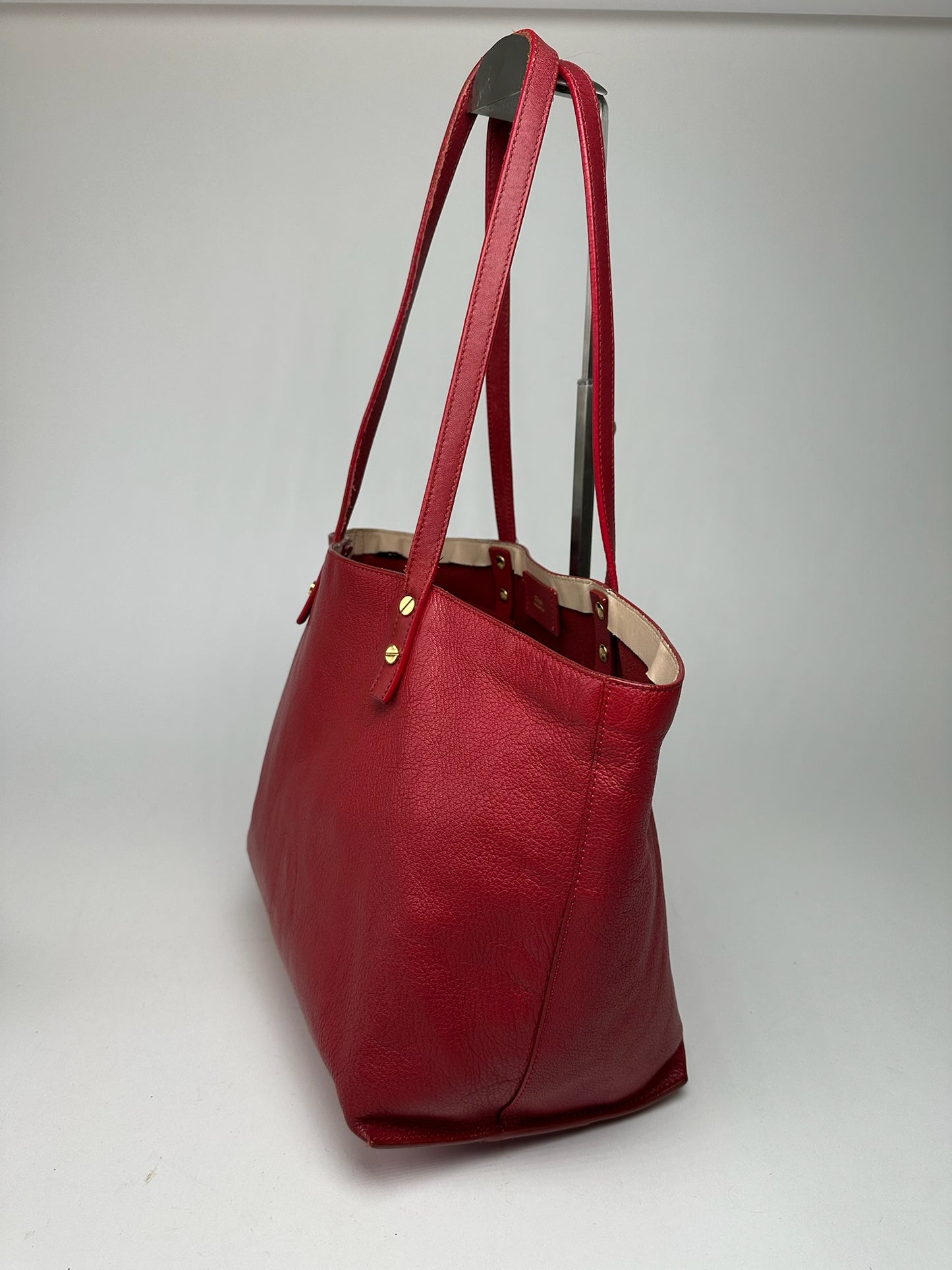 Vintage Prada Leather Shopper Red