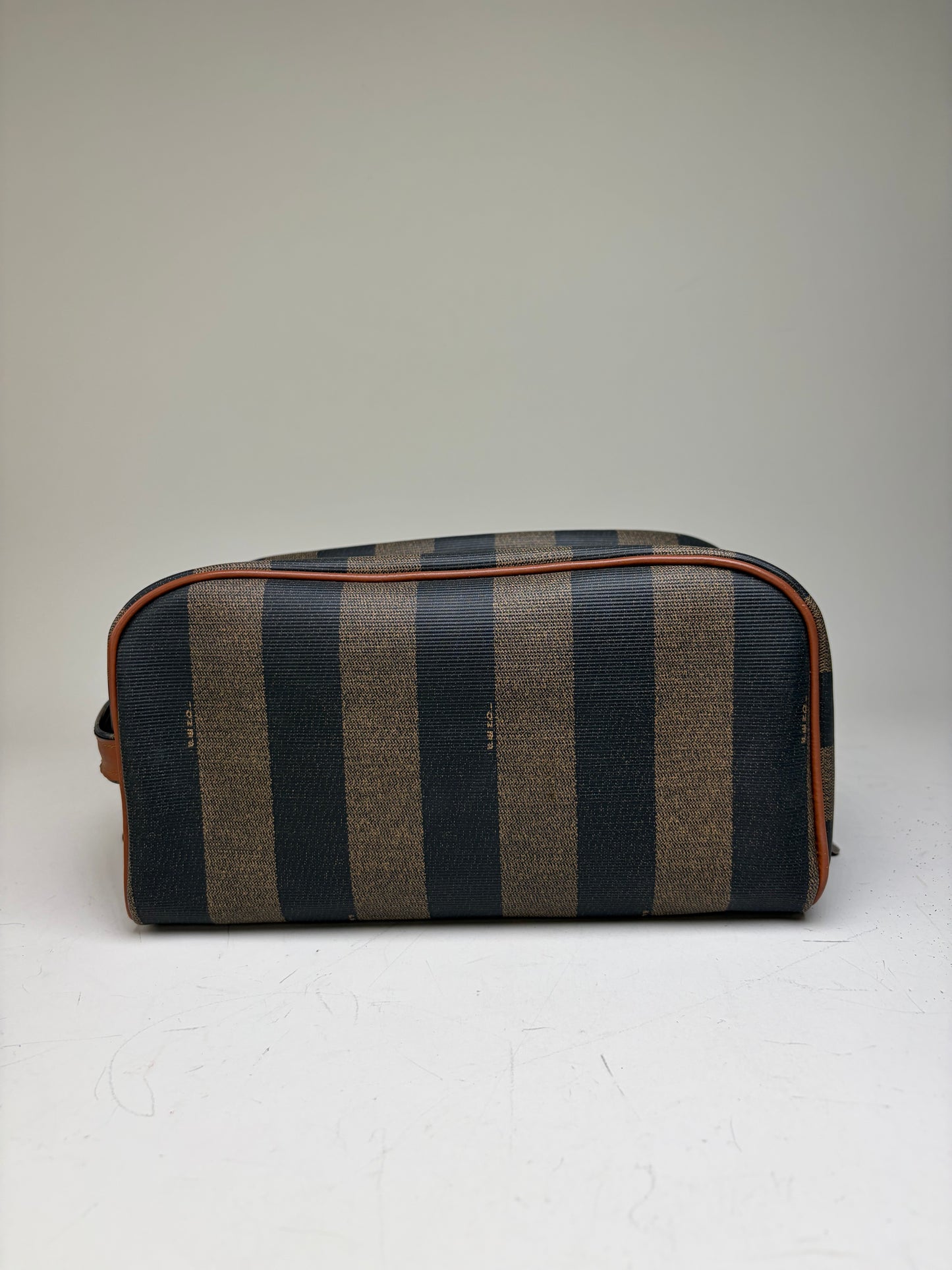 Vintage Fendi Canvas Cosmetic Bag Navy Brown Beige Gold