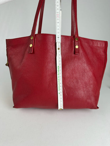Vintage Prada Leather Shopper Red