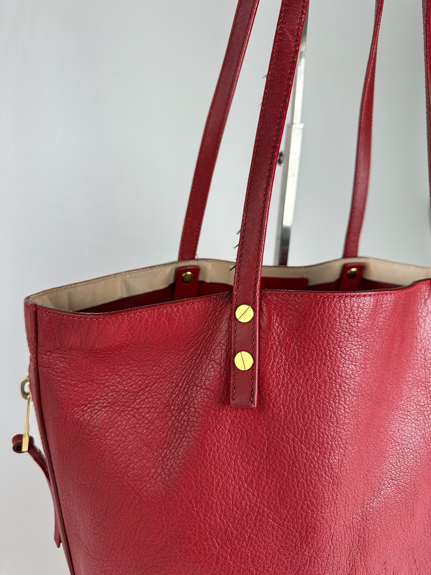 Vintage Prada Leather Shopper Red