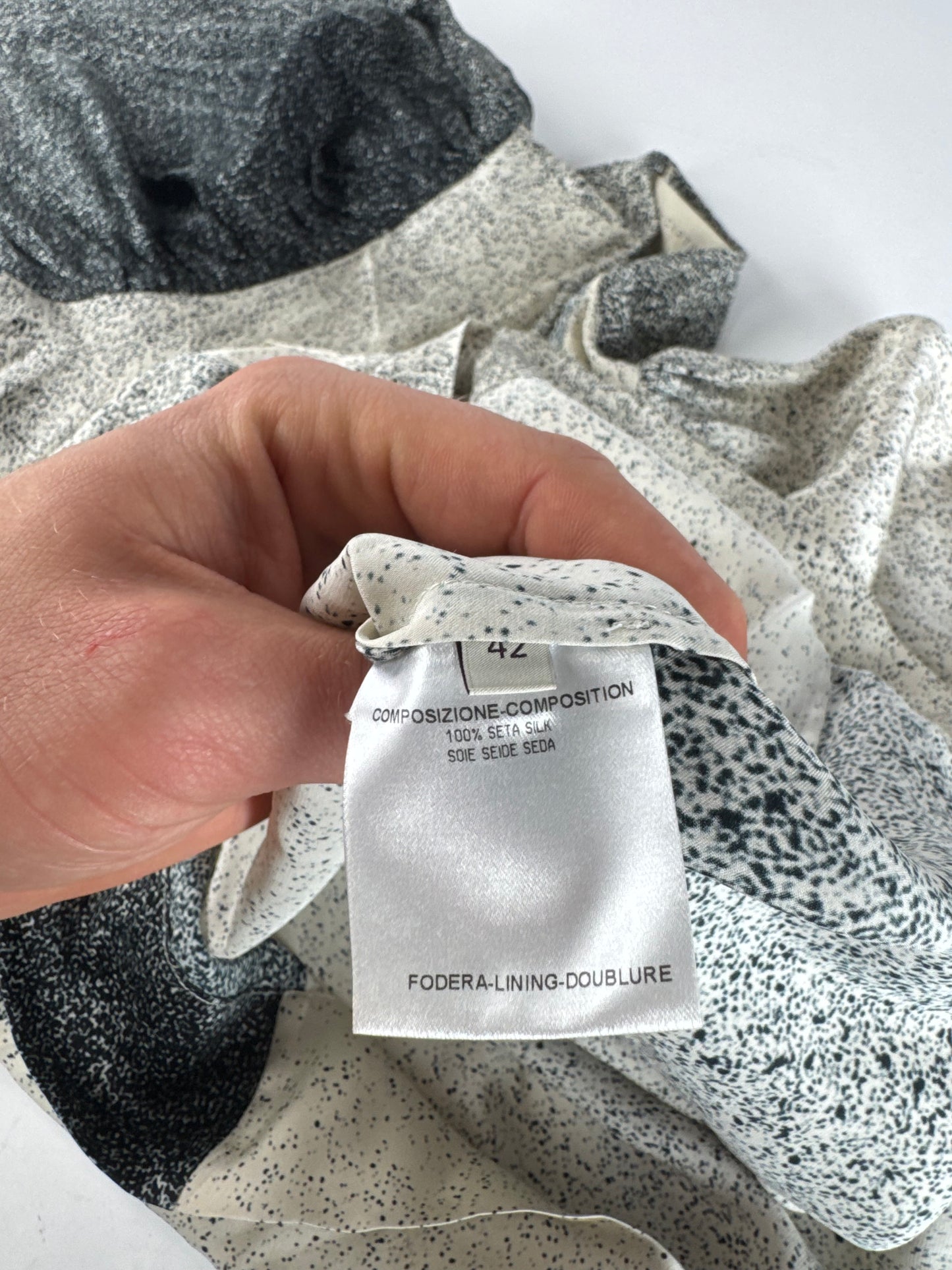 Stella Mc Cartney Avstract Silk Shirt Grey/Black/White M