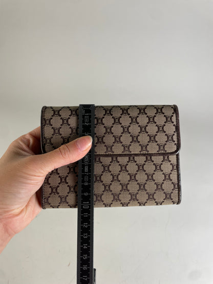 Vintage Celine Macadam Canvas Wallet Beige Brown