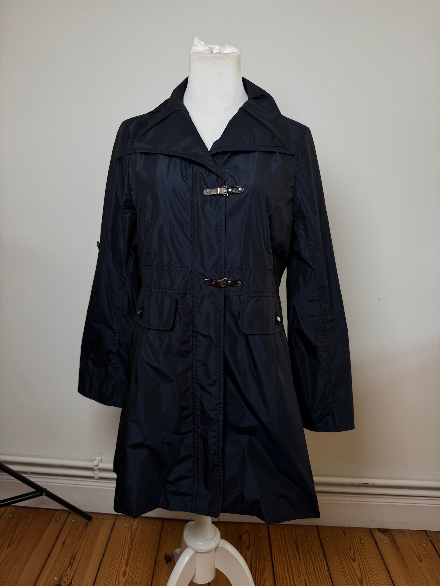 Vintage Courreges Polyester Short Trenchcoat Navy 38/M