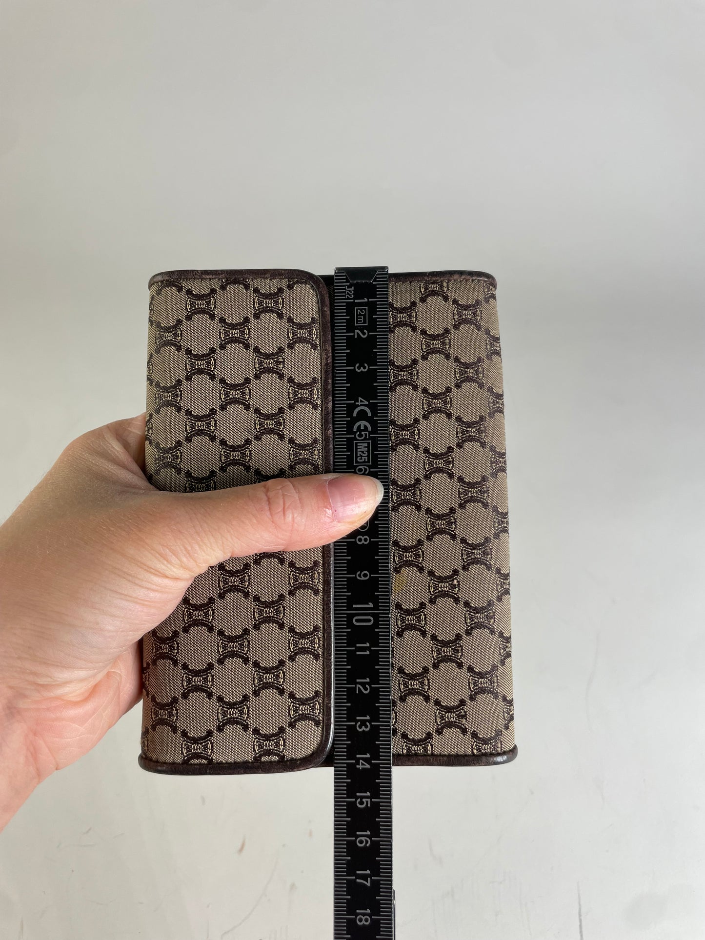 Vintage Celine Macadam Canvas Wallet Beige Brown