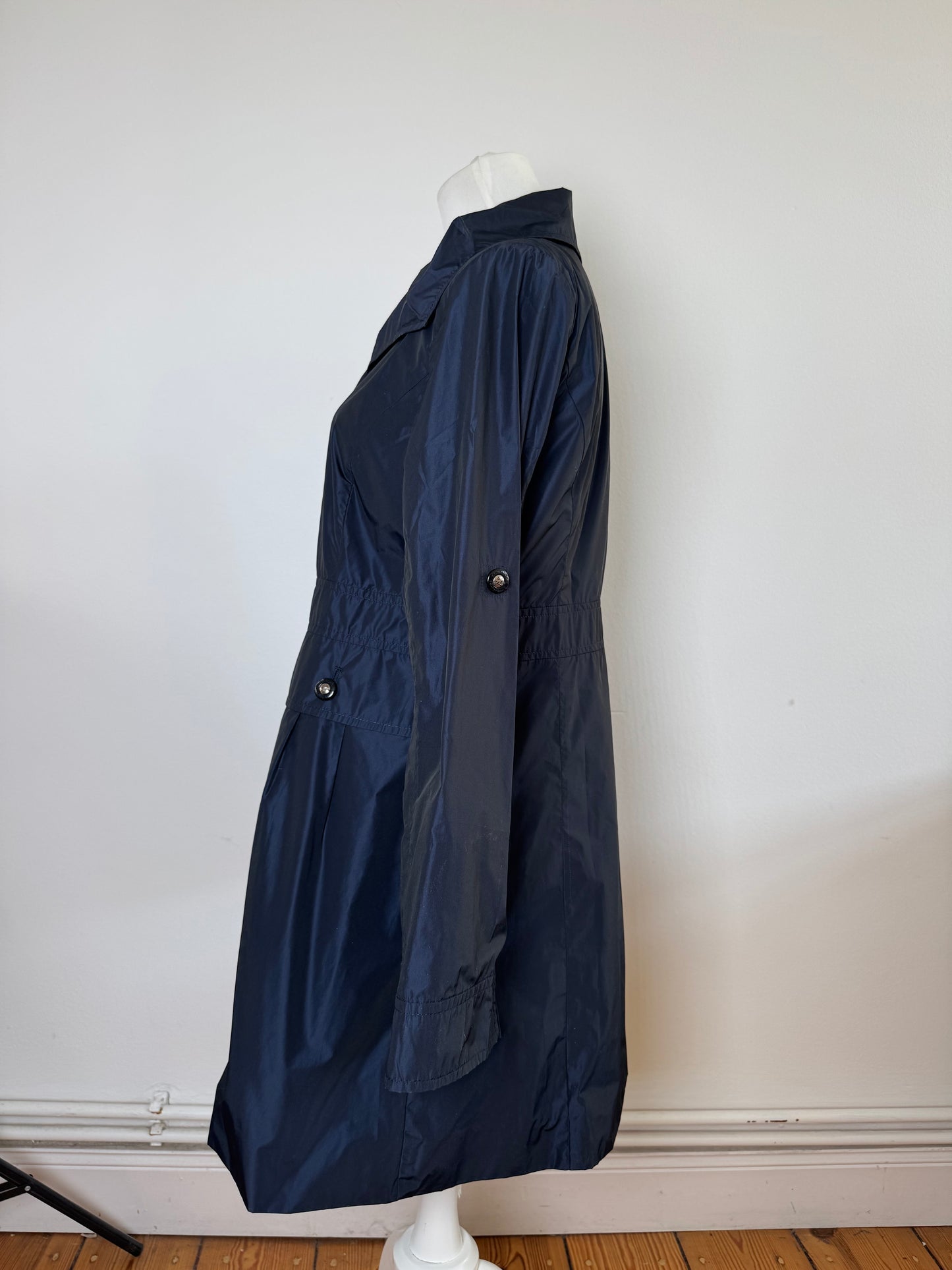 Vintage Courreges Polyester Short Trenchcoat Navy 38/M