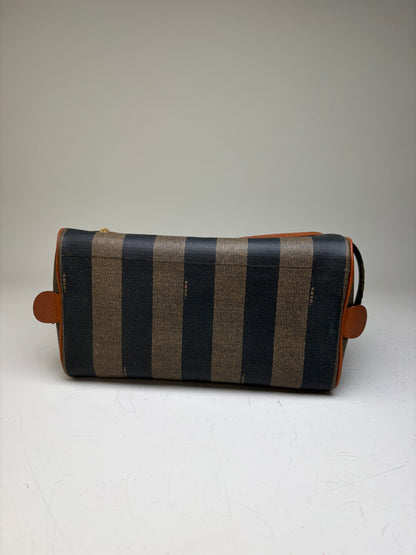 Vintage Fendi Canvas Cosmetic Bag Navy Brown Beige Gold