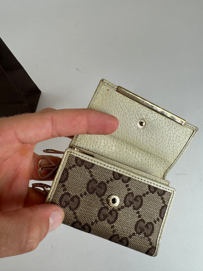 Vintage Gucci Monogram Key Holder beige white
