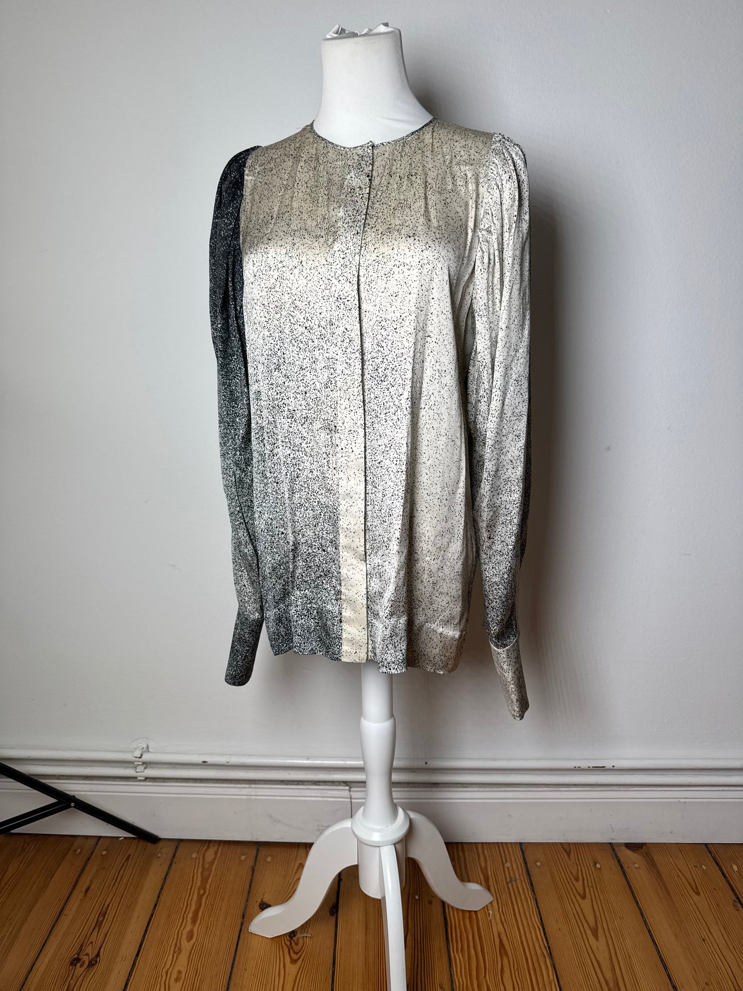 Stella Mc Cartney Avstract Silk Shirt Grey/Black/White M