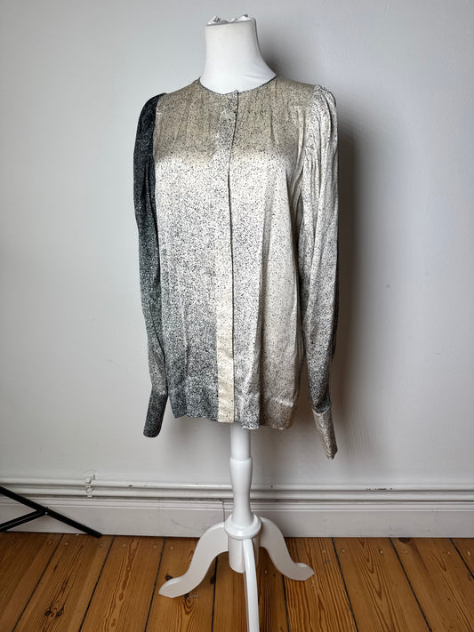 Stella Mc Cartney Avstract Silk Shirt Grey/Black/White M