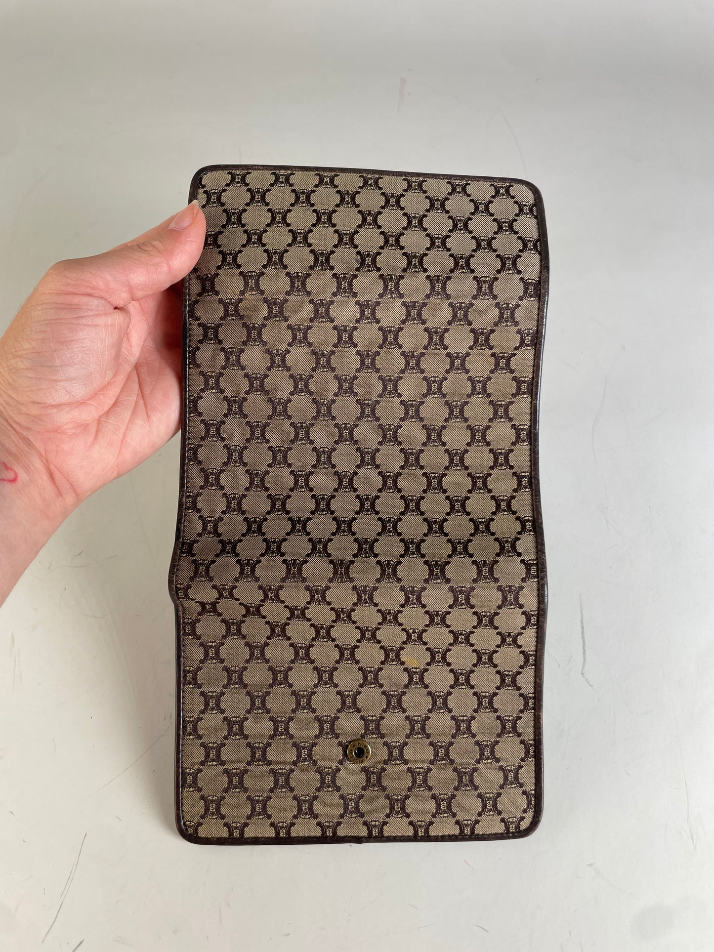 Vintage Celine Macadam Canvas Wallet Beige Brown