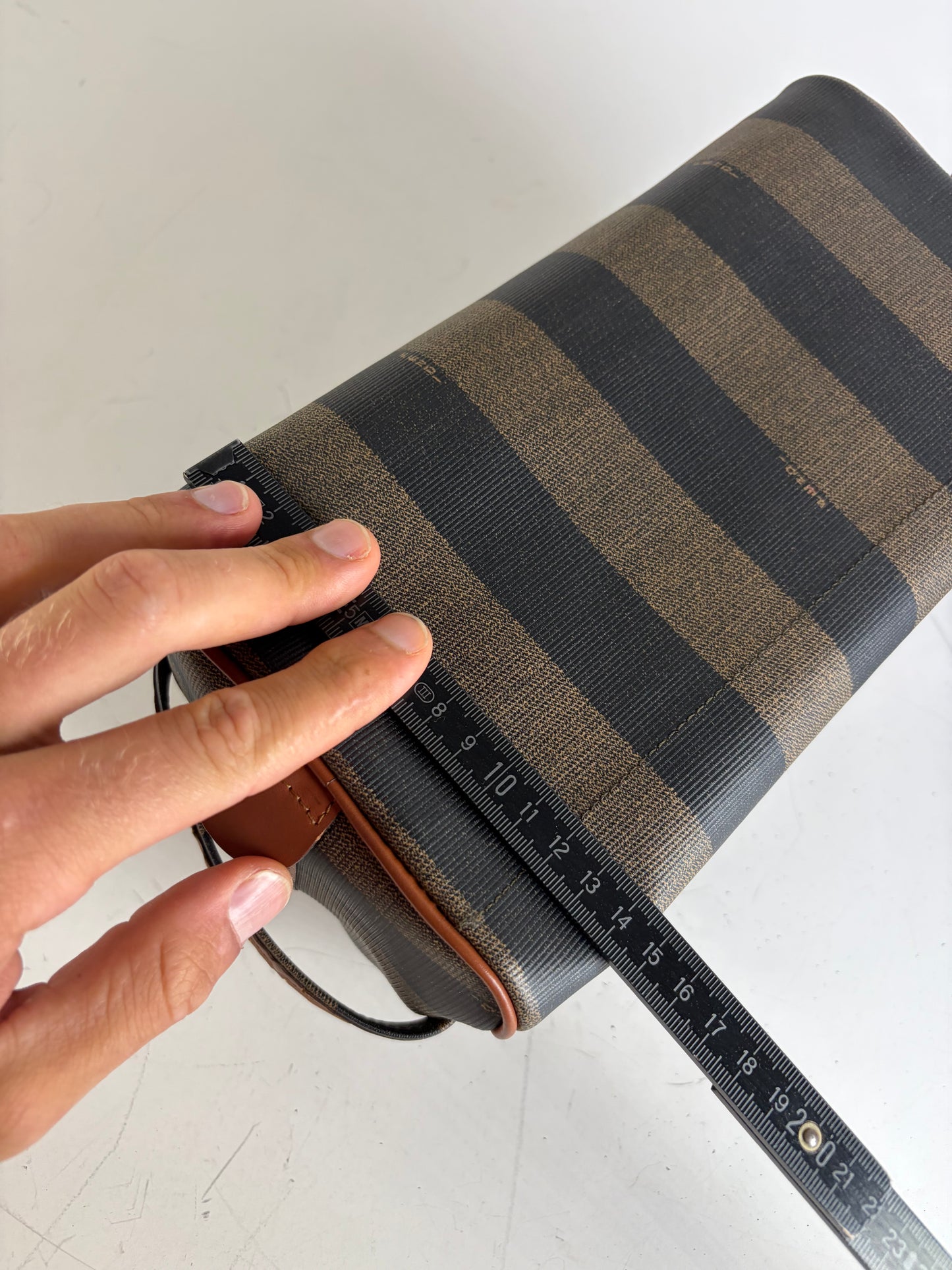 Vintage Fendi Canvas Cosmetic Bag Navy Brown Beige Gold