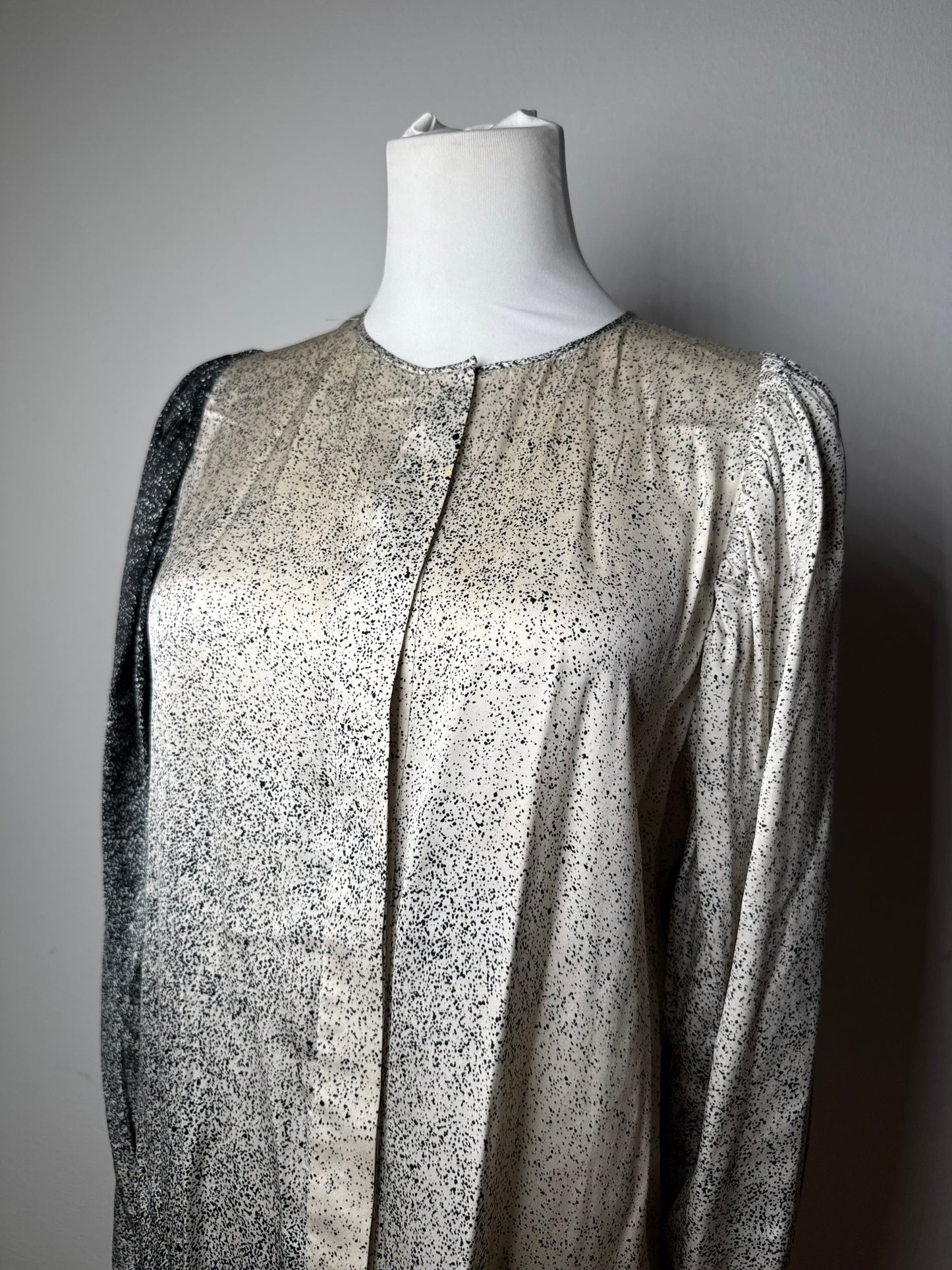 Stella Mc Cartney Avstract Silk Shirt Grey/Black/White M